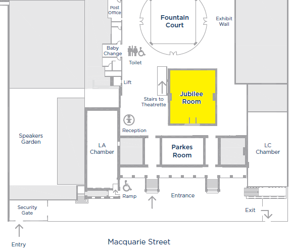 Jubilee Room Map finder | NSW Parliament - Functions & Events